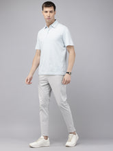 Men's Light Grey Cotton Caribbean Slim Fit Solid 5 Pocket Cross Pocket Trouser